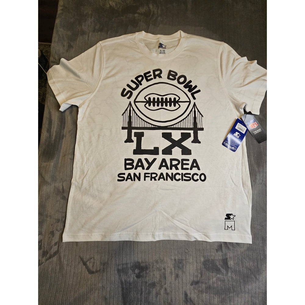 NWT Starter NFL Super Bowl LX Bay Area San Francisco White Graphic T-Shirt XL